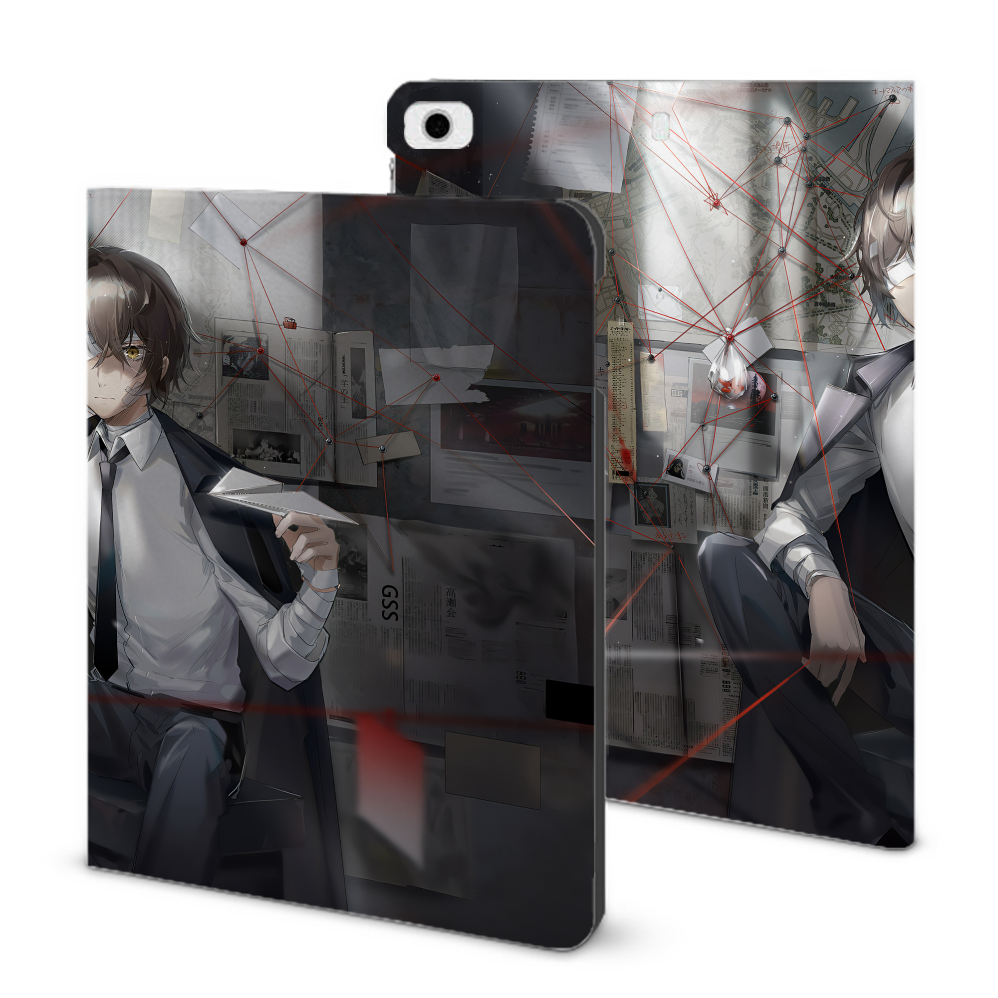 （画像用） 文豪ストレイドッグス Bungo Stray Dogs IPad ケース ブック型 PUレザー TPU 耐衝撃 軽量 薄型 ペン収納なし 全面保護 IPad 各モデル対応